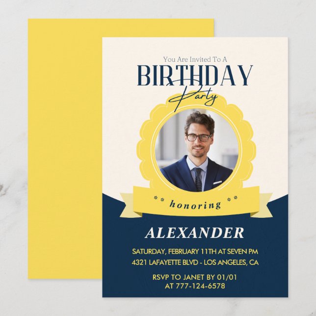 Chic birthday 39th birthday invitation Modern (Front/Back)