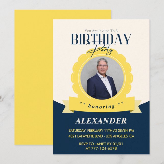 Chic birthday 53rd birthday invitation Modern (Front/Back)