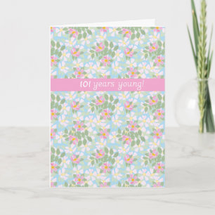 Chic Birthday Card to Personalize Dogroses on Blue