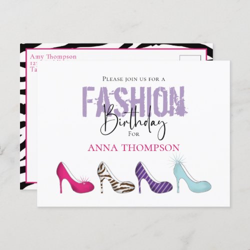 Chic Birthday Cute Girly Fashion High Heeled Shoes Postcard
