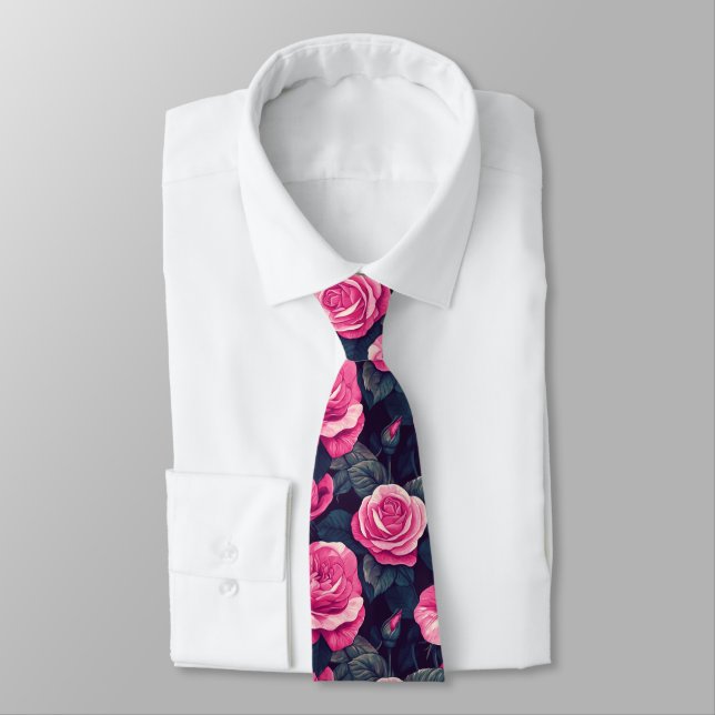 Chic Birthday Gifts For Men Rose Neck Tie (Tied)