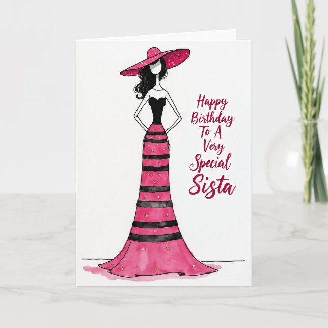 Chic Birthday Illustration Card (Front)