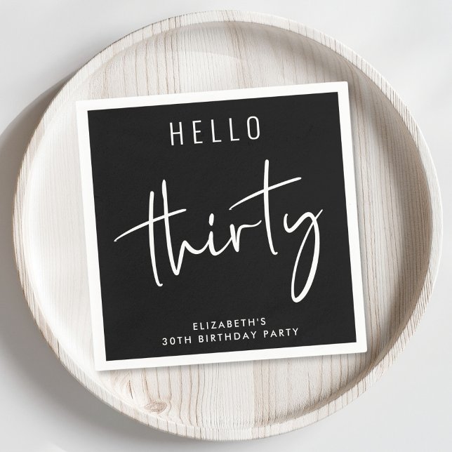Chic Black 30th Birthday Party Napkins (Creator Uploaded)