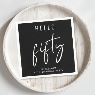Chic Black 50th Birthday Party Napkins
