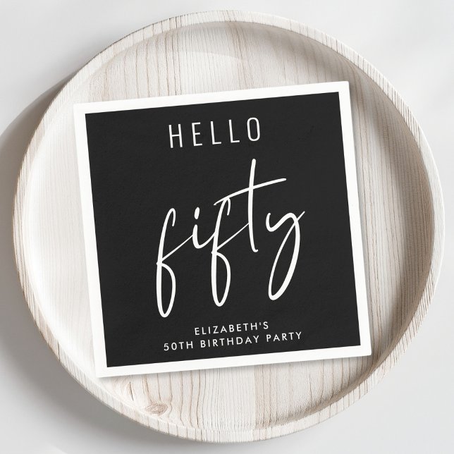 Chic Black 50th Birthday Party Napkins (Creator Uploaded)