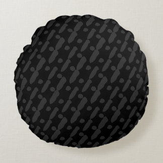 Chic Black Abstract Pattern Round Pillow