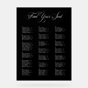 Chic Black Alphabetical Wedding Seating Chart