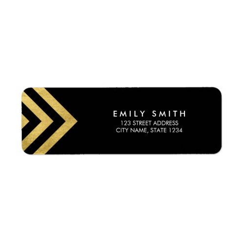 Chic Black and Faux Gold Geometric Address Label