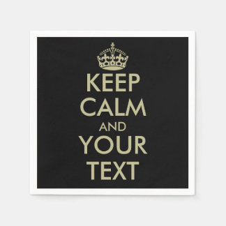 Chic black and faux gold keep calm paper napkins