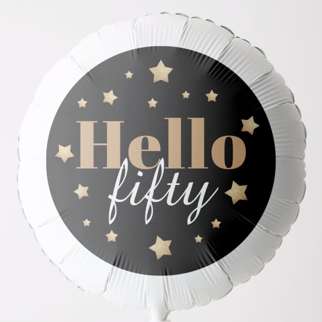 Chic Black and Gold 50th Birthday Balloon (Front)
