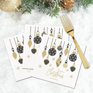 Chic Black and Gold Christmas Ornaments Napkins