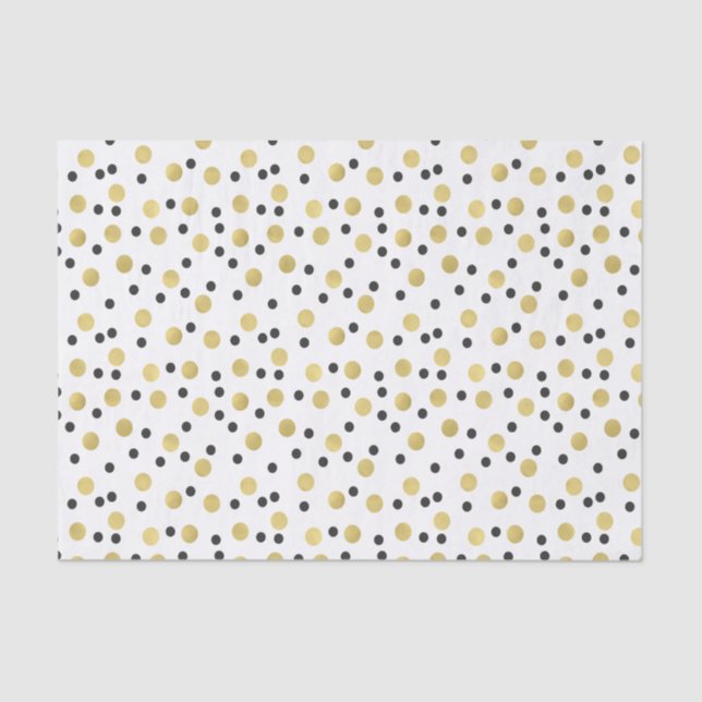Chic Black and Gold Confetti Tissue Paper (Front)