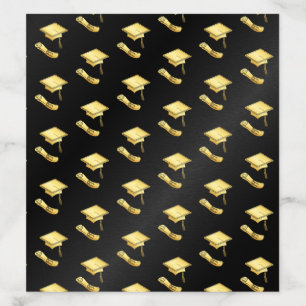 Chic Black and Gold Graduation Caps and Diplomas Envelope Liner