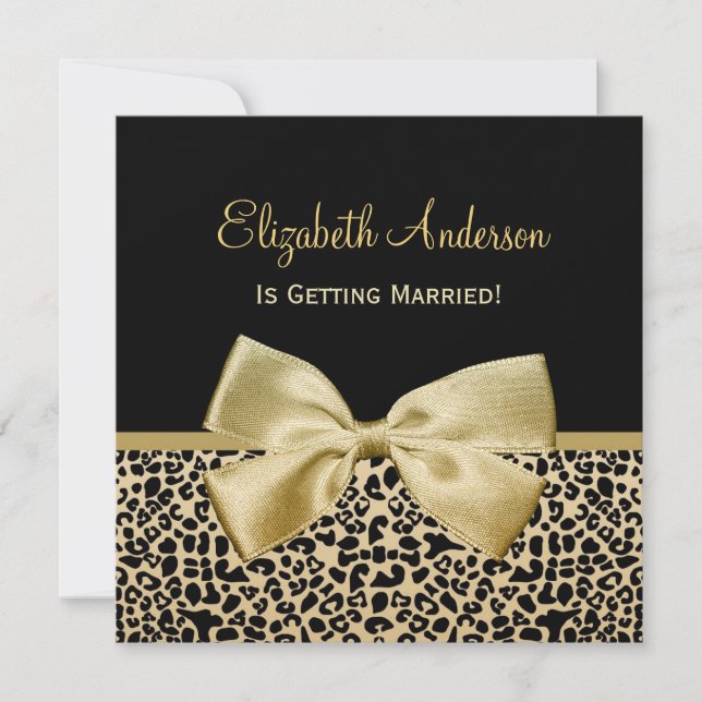 Chic Black and Gold Leopard Print Bridal Shower Invitation (Front)
