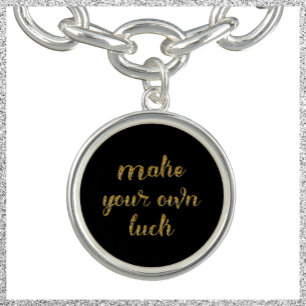 Chic Black and Gold Luck Quote Bracelet