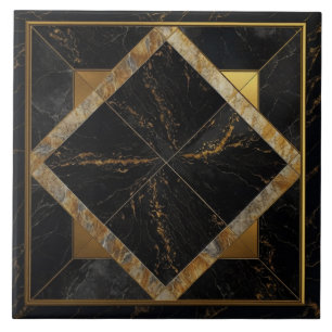 Chic black and gold marble repeating tiles