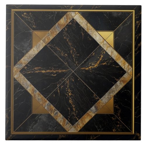 Chic black and gold marble repeating tiles