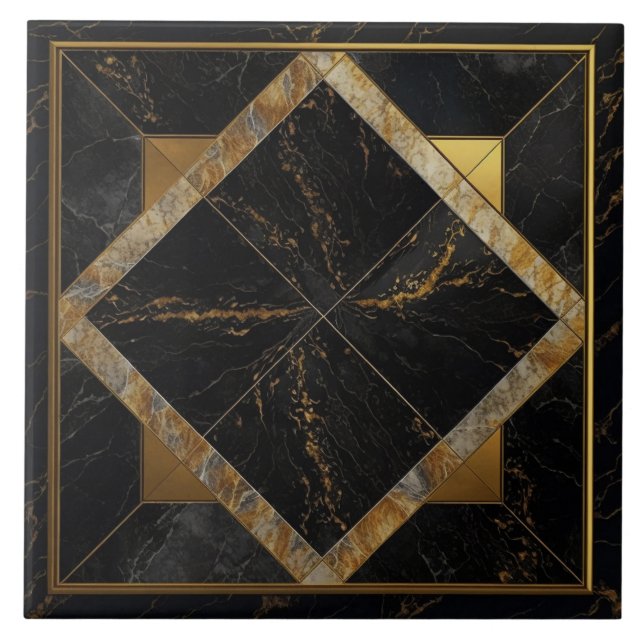 Chic black and gold marble repeating tiles (Front)