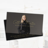 Real Estate Professional Photo Elegant Monogram Business Card