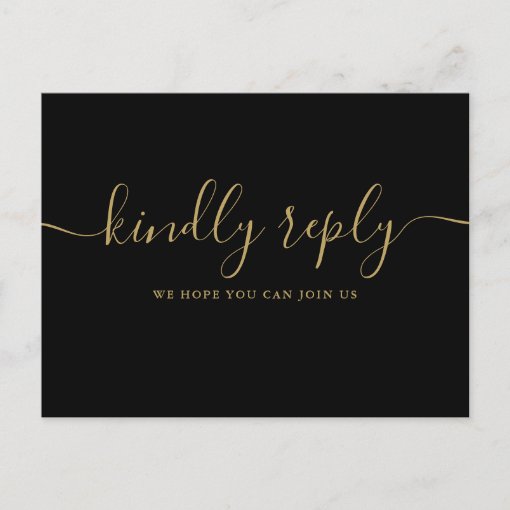 Chic Black and Gold Song Request RSVP Postcard Zazzle