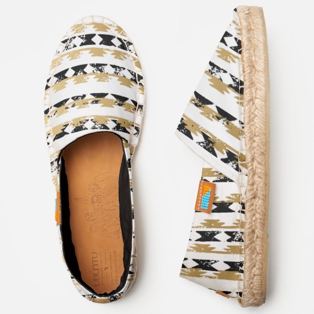 Chic Black and Gold Tribal Pattern | Geometric Espadrilles (Side)