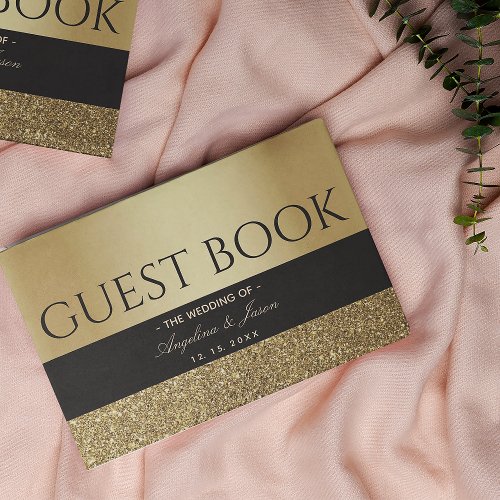 Chic Black and Gold Wedding Guest Book