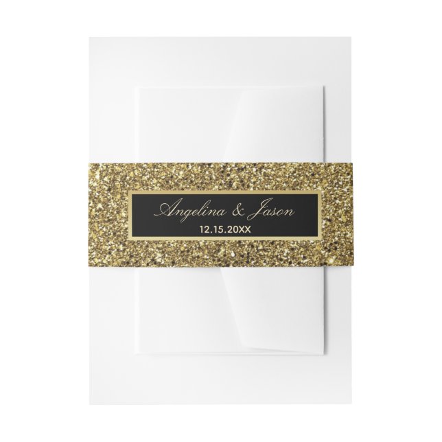 Chic Black and Gold Wedding Invitation Belly Band (Front Example)