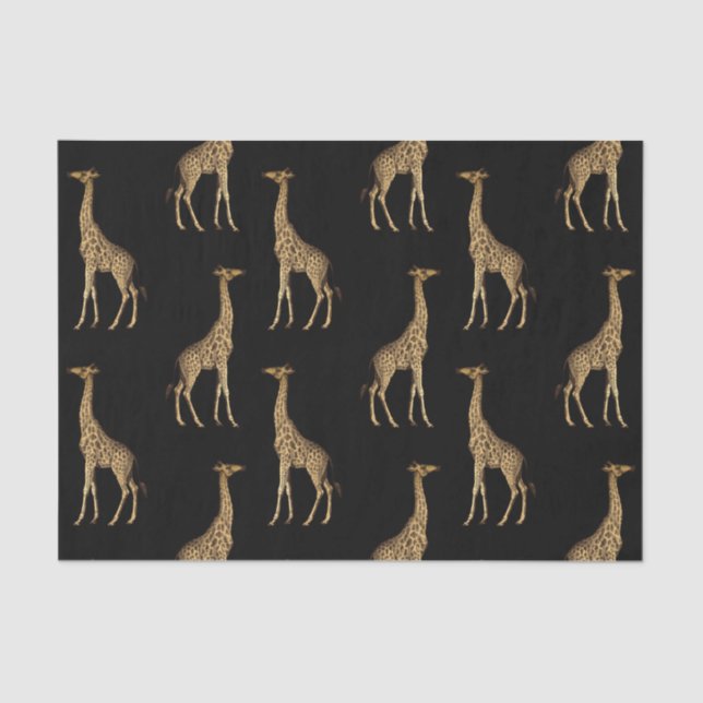 Chic Black and Golden Giraffe Print Tissue Paper (Front)