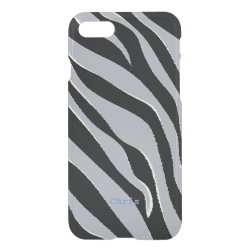 Chic black and grey abstract zebra print monogram iPhone SE87 case