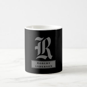 Chic Black and Grey Classic American Text Coffee Mug