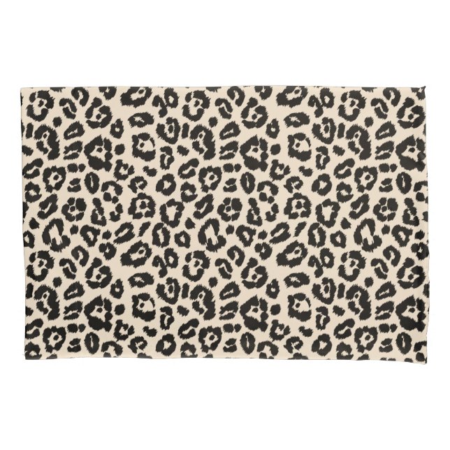 Chic Black and Ivory Leopard Print Pillow Case (Front)