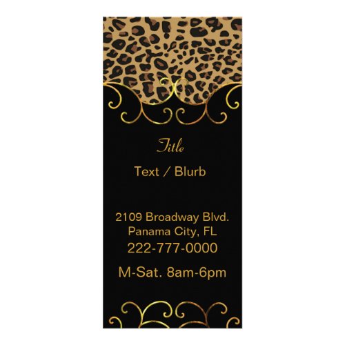 Chic Black and Jaguar Print Business Rack Card