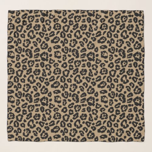 Chic Black and Khaki Leopard Print Scarf