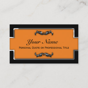 Chic Black and Orange Metallic Business Cards
