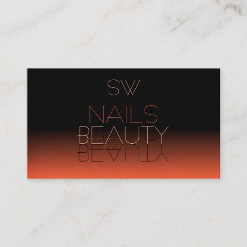 Chic Black and Orange Mirror Font with Monogram Business Card