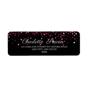 Chic Black and Pink Rose Gold Return Address Label