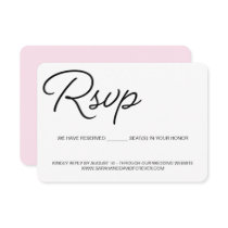 Chic Black and pink RSVP wedding reserved seat