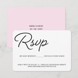 Chic Black and pink RSVP wedding reserved seat Card