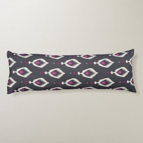 Chic black and purple ikat tribal patterns body pillow