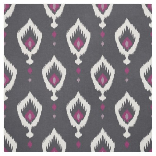 Chic black and purple ikat tribal patterns fabric