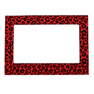 Chic Black and Red Leopard Print Magnetic Frame