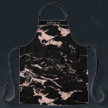 Chic Black and Rose Gold Foil Marble Apron<br><div class="desc">Chic Black and Rose Gold Foil Marble Personalized Apron with your monogram and name on our classic black marble with coppery rose gold foil style. Perfect for your girly,  luxury aesthetic. Please contact us at cedarandstring@gmail.com if you need assistance with the design or matching products.</div>