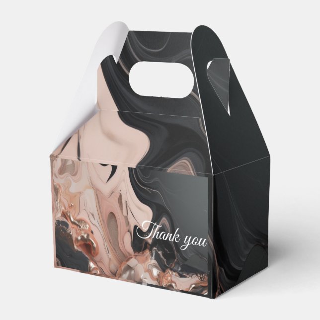 chic black and rose gold Marble  Favor Boxes (Front Side)