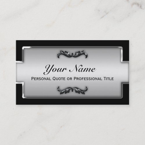 Chic Black and Silver Metallic Business Cards