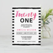 Chic Black and White 21st Birthday Invitation (Standing Front)