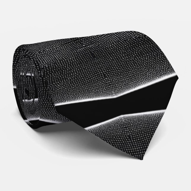 Chic Black and White Abstract Stripe Modern Style Neck Tie (Rolled)