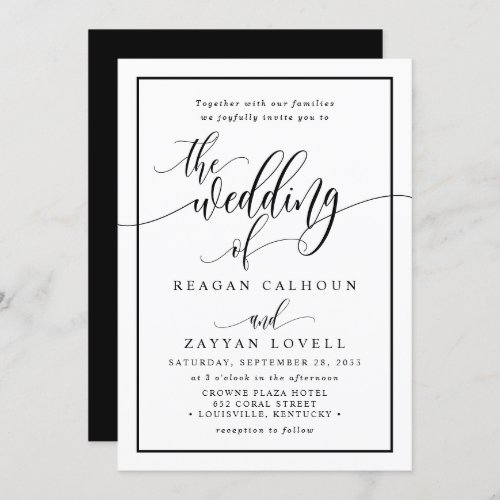 Wedding Invitations 7 Chic Black And White Calligraphy Script Wedding In Invitation