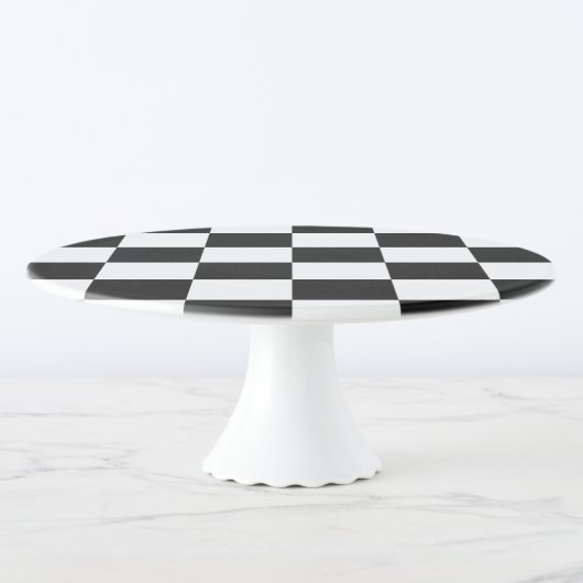 Chic Black and White Checkered Pattern Cake Stand (3/4)