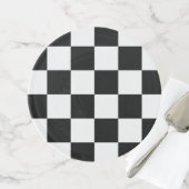 Chic Black and White Checkered Pattern Cake Stand (Front)