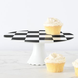 Chic Black and White Checkered Pattern Cake Stand